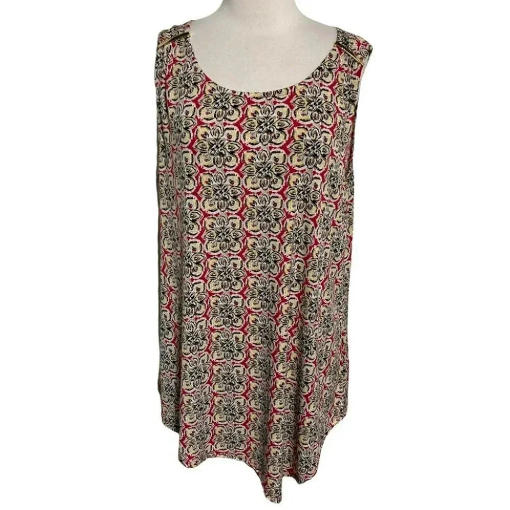 Rafaella women's XL Boho print asymmetrical‎ sleeveless tunic